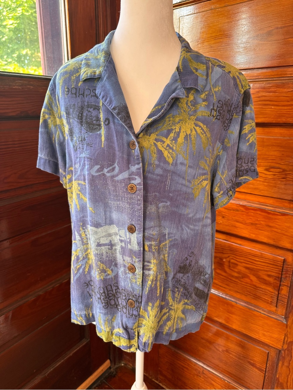 Soft Vintage Caribbean Joe Hawaiian Button-Down Shirt Camp Shirt- Size Large